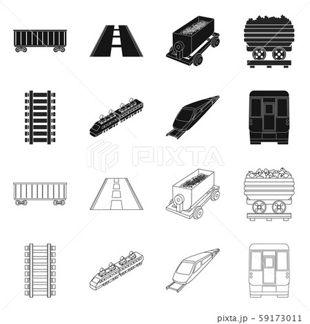Vector design of railroad and train symbol. Set of railroad and way stock vector illustration. 59173011