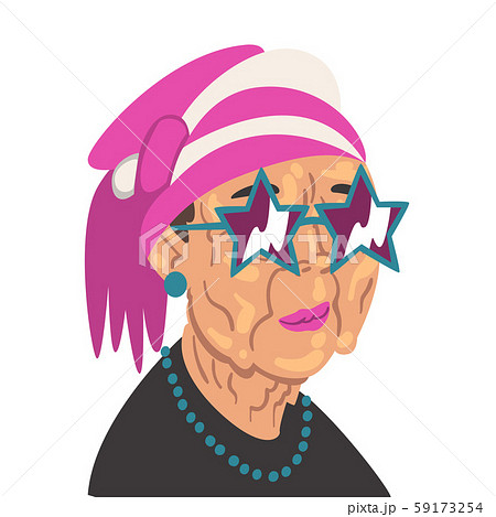 Fashion Senior Woman, Old Lady Character Wearing Trendy Clothes and Sunglasses Vector Illustration Fashion Senior Woman, Old Lady Character Wearing Trendy Clothes and Sunglasses Vector Illustration 59173254
