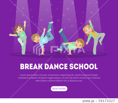 Break Dance School Landing Page Template, Contemporary Choreography Education Banner Vector Break Dance School Landing Page Template, Contemporary Choreography Education Banner Vector 59173327