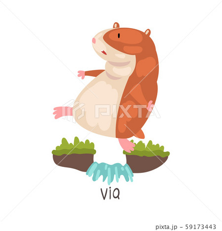 Via English Language Preposition of Place and Cute Hamster Character, Educational Visual Material 59173443