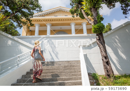 woman walking at a stairs 59173690