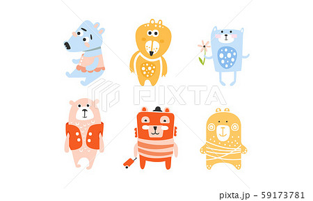 Cute Bears Collection, Adorable Animals Colorful Childish Prints Vector Illustration Cute Bears Collection, Adorable Animals Colorful Childish Prints Vector Illustration 59173781