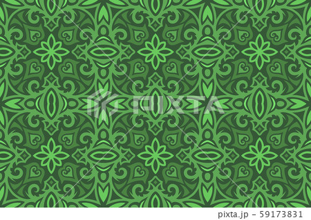 Vintage art with green medieval seamless pattern 59173831