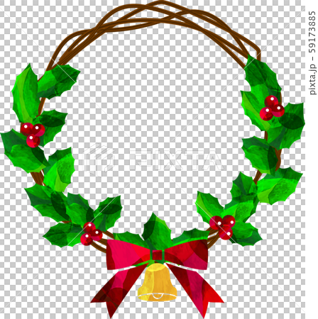 イラスト_クリスマス_リース_蔓_リボン_ベクター_切り絵風 イラスト_クリスマス_リース_蔓_リボン_ベクター_切り絵風 59173885