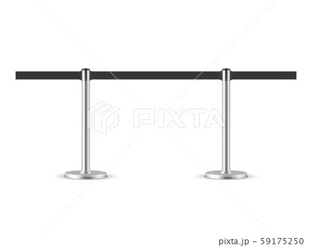 Retractable belt stanchion seamless illustration. Portable ribbon barrier. 59175250