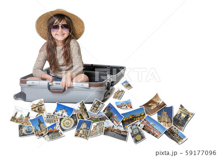 Smiling little girl travel Prague concept 59177096