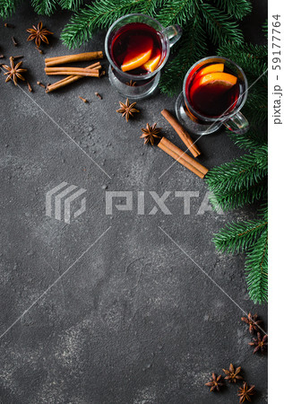 Christmas mulled red wine with spices on dark background 59177764