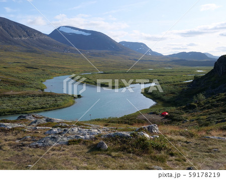 Lapland nature landscape with blue glacial lake Lapland nature landscape with blue glacial lake 59178219