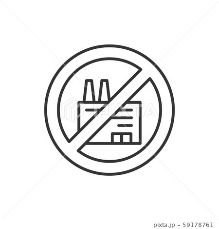 Non factory line black icon. Environment protect Non factory line black icon. Environment protect 59178761