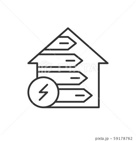 Home energy efficiency line black icon. Smart eco Home energy efficiency line black icon. Smart eco 59178762