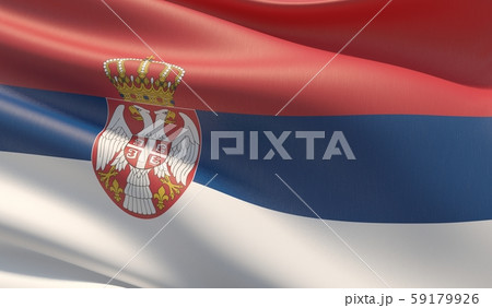 High resolution close-up flag of Serbia. 3D illustration. High resolution close-up flag of Serbia. 3D illustration. 59179926