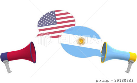Speech bubbles with flags of Argentina and the USA. Intercultural dialogue or international talks 59180233