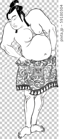 浮世絵 相撲取り その14 白黒 浮世絵 相撲取り その14 白黒 59180304