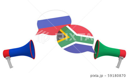 Speech bubbles with flags of South Africa and Russia. Intercultural dialogue or international talks Speech bubbles with flags of South Africa and Russia. Intercultural dialogue or international talks 59180870