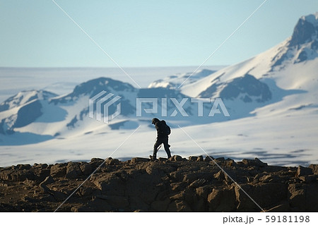 Walking on a wild landscape in Iceland 59181198