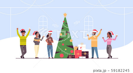 people celebrating merry christmas and happy new year holiday celebration eve party concept african 59182245
