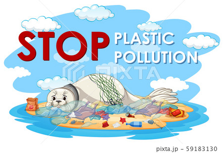 Poster design with seal and plastic bags - Stock Illustration [59183130] -  PIXTA