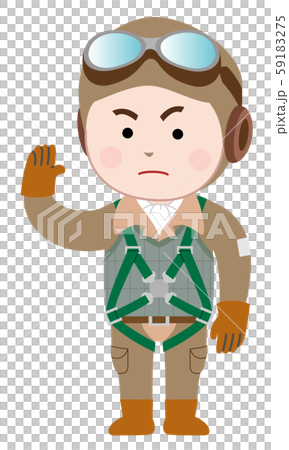 昭和飛機飛行員敬禮白色背景 昭和飛機飛行員敬禮白色背景 59183275