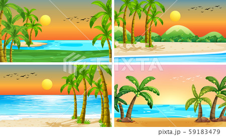 Set of tropical ocean nature scenes with beaches Set of tropical ocean nature scenes with beaches 59183479