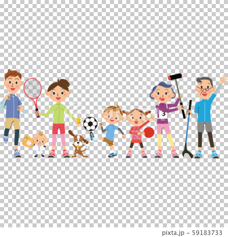 Three generation family playing sports Three generation family playing sports 59183733