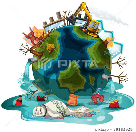 Poster Design With Pollutions On Earth Stock Illustration