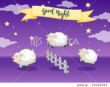 Good night poster with counting sheep Good night poster with counting sheep 59183944