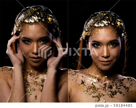 Woman decorate with Golden Foil or Gold leaf 59184485