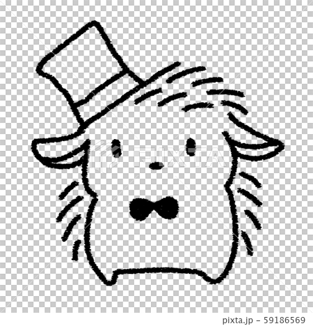 ハットを被ったハリネズミ(線のみ) 59186569