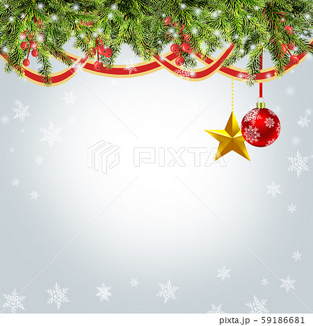 クリスマス クリスマスツリー 雪の結晶 イルミネーション フレーム 枠 ツリーのイラスト素材