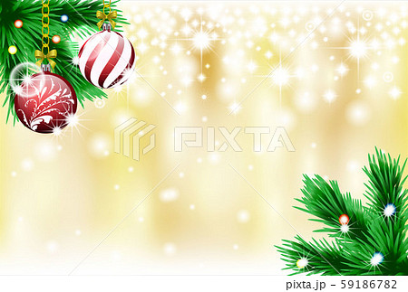 クリスマス背景 もみの木とクリスマスオーナメントト ボール のイラスト素材