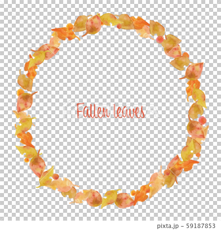 Fallen leaves wreath hand-painted watercolor frame material Fallen leaves wreath hand-painted watercolor frame material 59187853