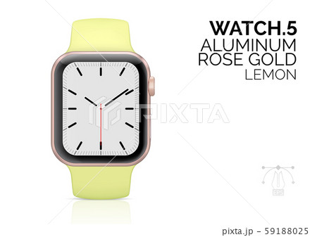 Smart watch with lemon color bracelet realistic vector illustration 59188025