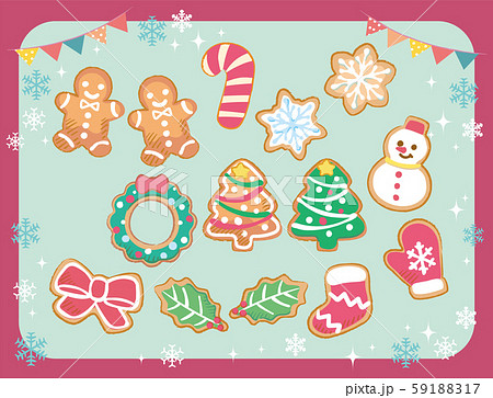 クリスマス素材 アイシングクッキー のイラスト素材
