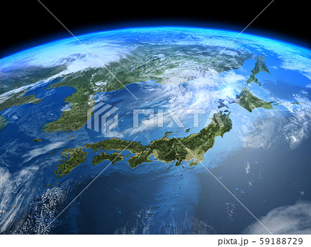 日本 Japan 地球 日本地図 宇宙 ｃｇのイラスト素材