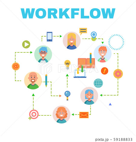 Flat design banner for workflow web page, business process, project management, teamwork Flat design banner for workflow web page, business process, project management, teamwork 59188833