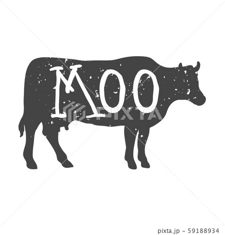 Cow Silhouette With Moo Text Vectorのイラスト素材 5914