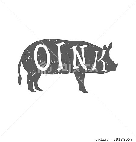 Pig Silhouette with Oink Text. Vector Pig Silhouette with Oink Text. Vector 59188955