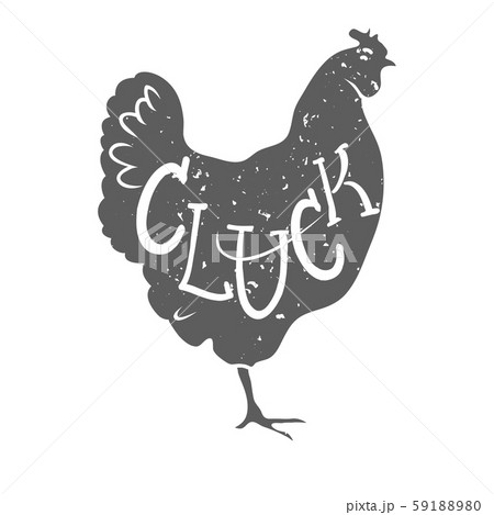 Chicken Silhouette with Cluck Text. Vector Chicken Silhouette with Cluck Text. Vector 59188980