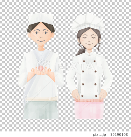 和菓子職人とパティシエ上半身イラスト 59190108