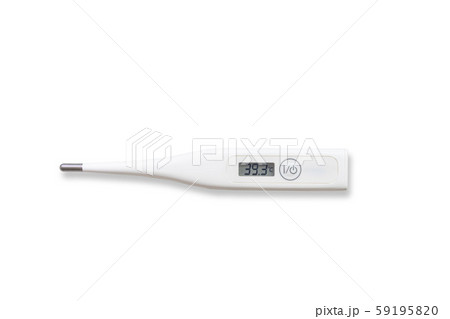 Digital thermometer show high fever isolate on 59195820