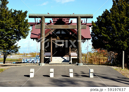 札幌市白石区川下八幡宮の鳥居と社殿 59197637
