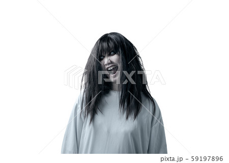 Scary ghost woman with blood and angry face Scary ghost woman with blood and angry face 59197896