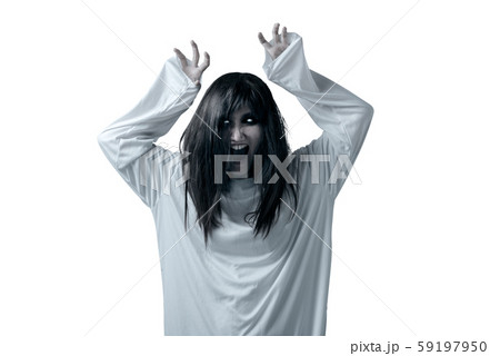 Scary ghost woman with blood and angry face 59197950