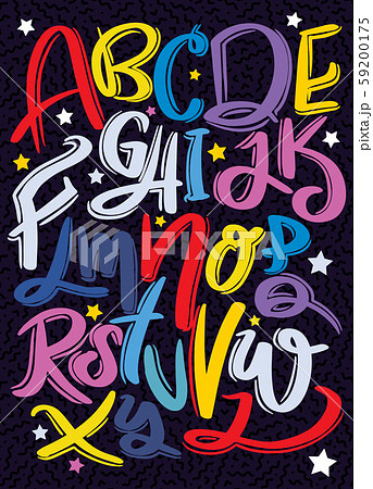 Hand drawn typeface set . Brush painted characters 59200175