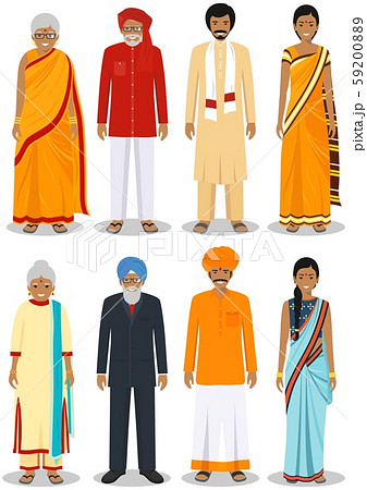 Set Of Different Standing Indian Old People In のイラスト素材 5908