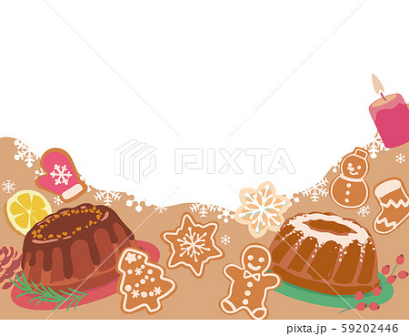 クリスマス背景素材 クグロフ クッキーなどクリスマスのスイーツ のイラスト素材