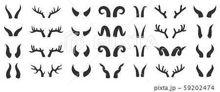 Horn animal deer devil black glyph icon vector set 59202474