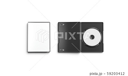 Blank white opened and closed dvd disk case mockup, top 59203412