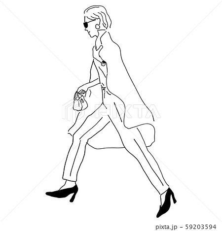 Girl Line Drawing Illustration Stock Illustration