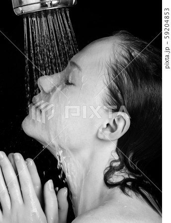 beautiful woman in the shower. BW beautiful woman in the shower. BW 59204853